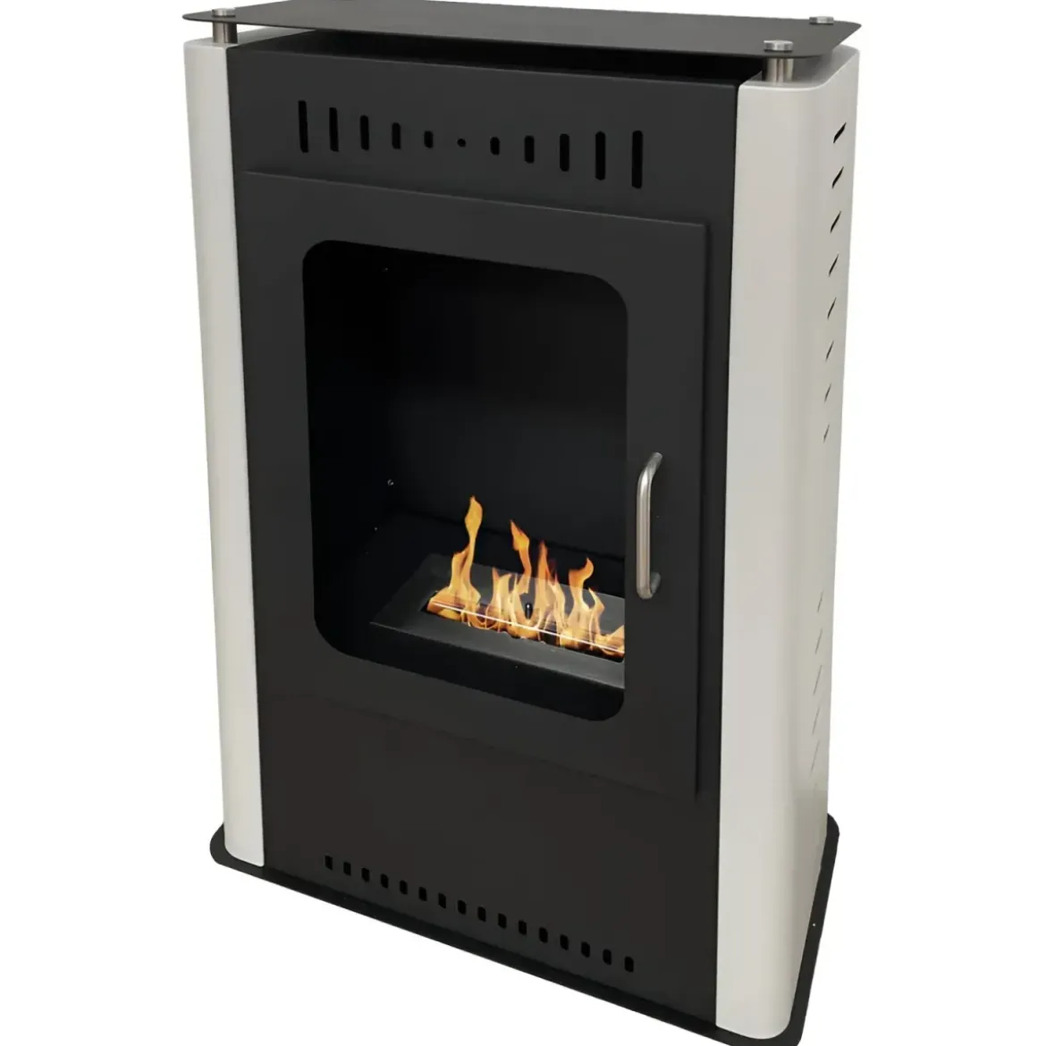 Stufa a Bioetanolo 1,2L da Pavimento 3,4 kW in Acciaio Inox Bianco