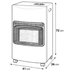 Stufa a Infrarossi Gas 4200W GPL Portatile con Ruote Bianco per Interni