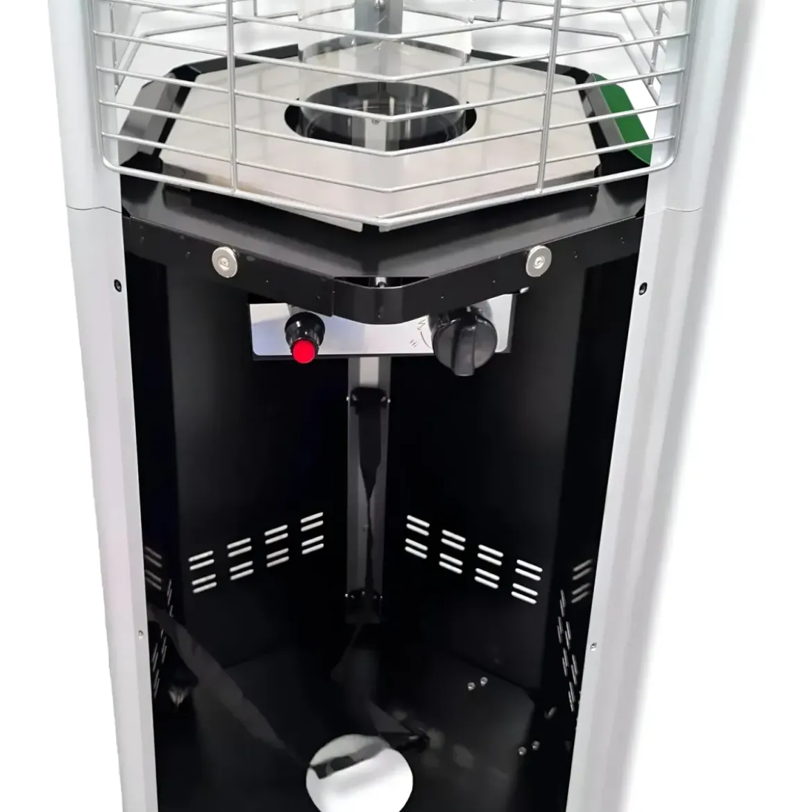 Stufa Piramide a Gas da Esterno 12,5kW Nero con Ruote Fiamma Visibile