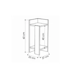 Tavolino comodino di Design Elos Sinistro in Rovere 27x25x60cm