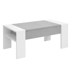 Tavolino da Caffè Piano Sollevabile 98x50x42 cm Grigio e Bianco Moderno