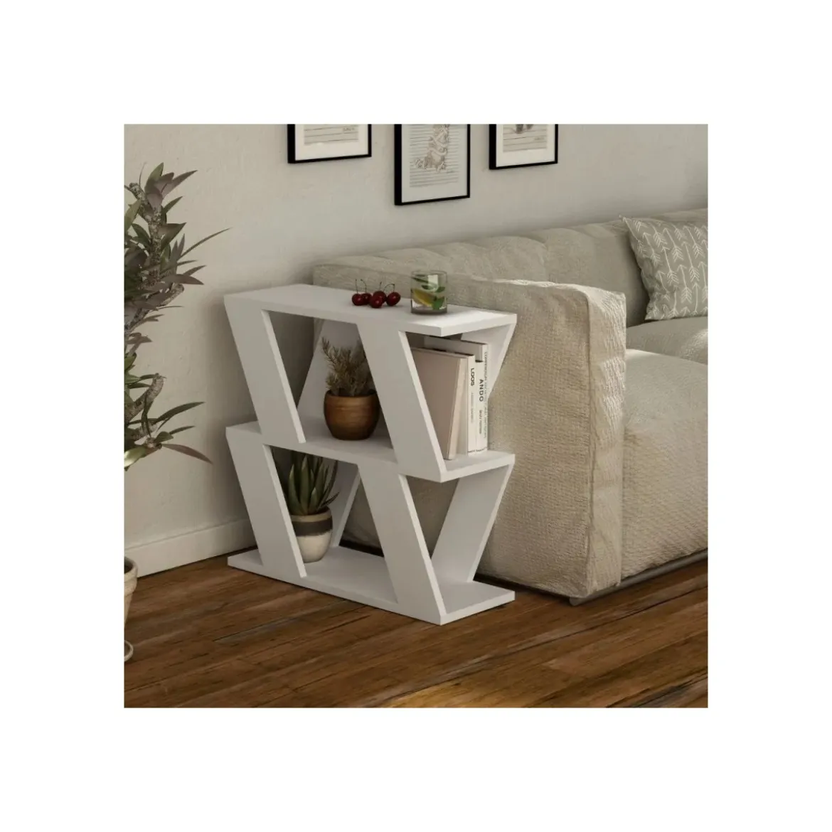 Tavolino da Divano Laterale Bianco 60x22x57 cm
