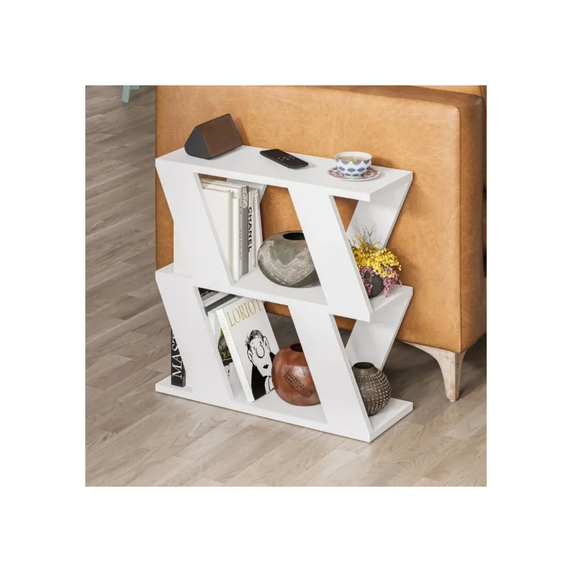 Tavolino da Divano Laterale Bianco 60x22x57 cm