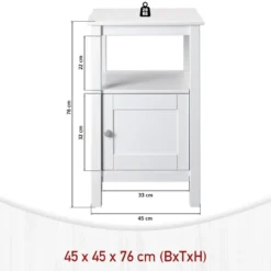 Tavolino Portaoggetti Legno Bianco Anta Ripiano Mobile Camera Soggiorno