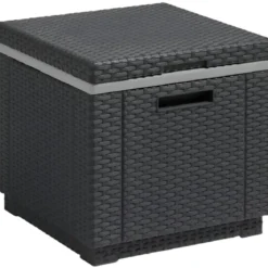 Tavolino Termico Contenitore Porta Ghiaccio da Esterno Grafite Rattan