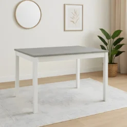 Tavolo Allungabile da Pranzo 120x80 cm Cemento e Bianco