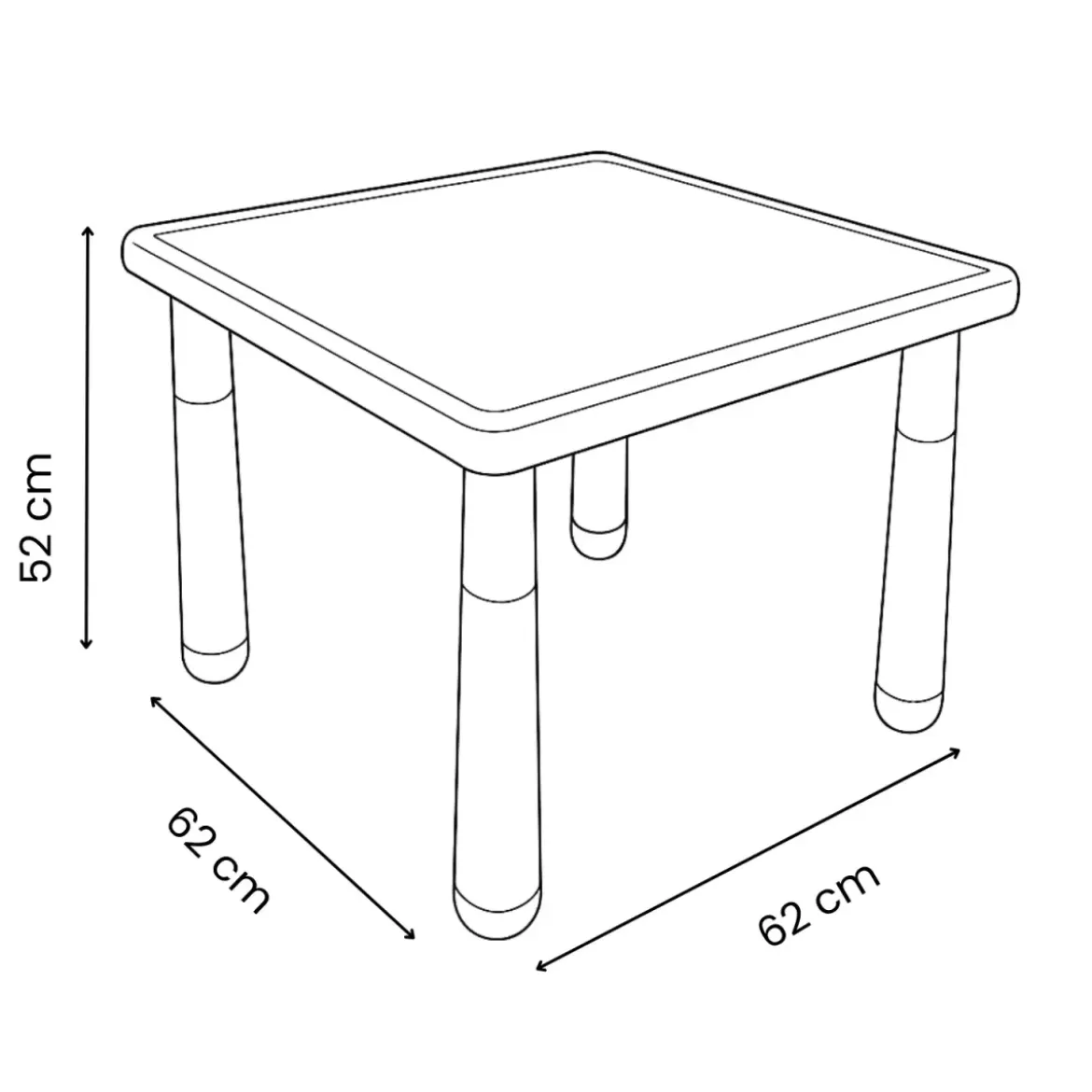 Tavolo Bambini Rosso 62x62x52 cm Altezza Regolabile Acciaio