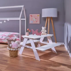 Tavolo da Giardino Pic Nic in Legno per Bambini Bianco