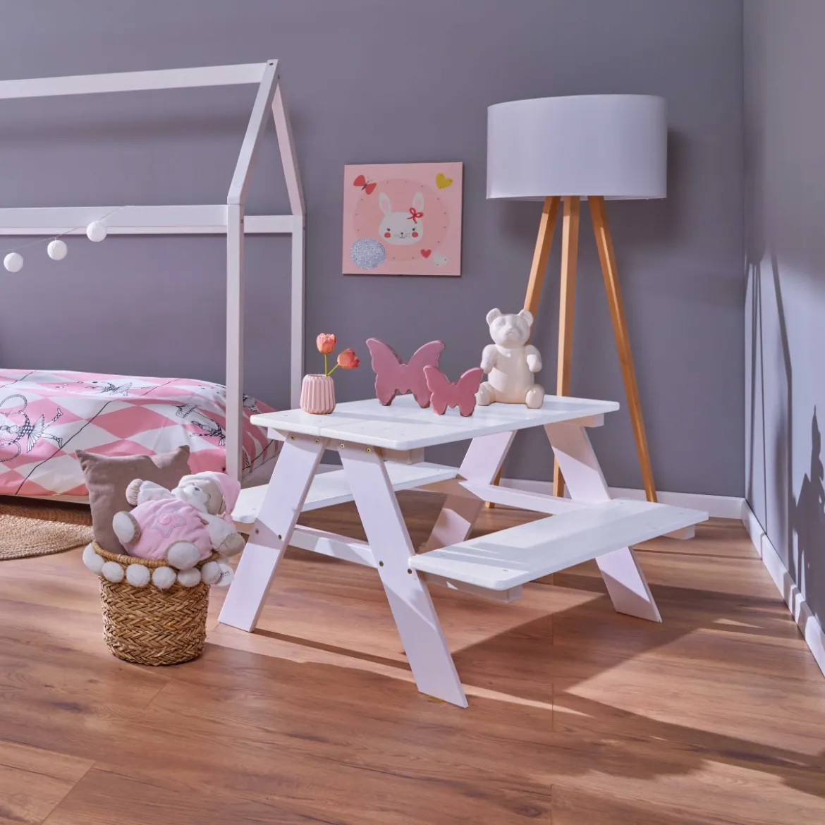 Tavolo da Giardino Pic Nic in Legno per Bambini Bianco