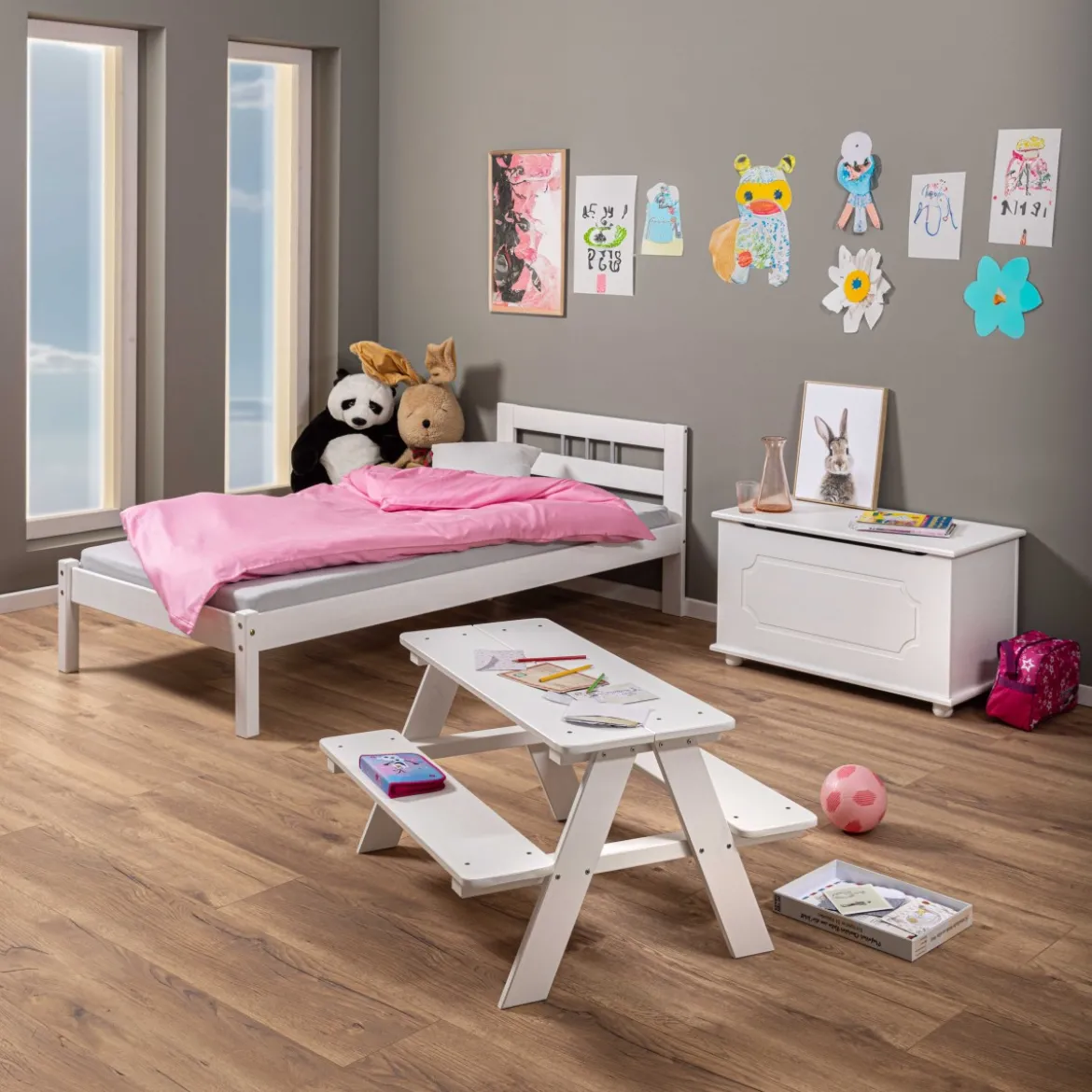 Tavolo da Giardino Pic Nic in Legno per Bambini Bianco