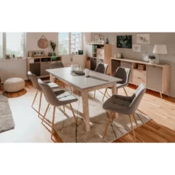 Tavolo da Pranzo Allungabile Rovere Grigio Rettangolare 2 Prolunghe