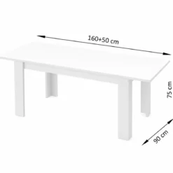Tavolo da Pranzo Allungabile 160-210 Bianco Lucido Laccato Rettangolare