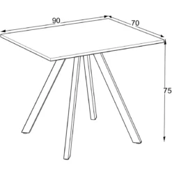 Tavolo da Pranzo Piano in Rovere Rettangolare 90x70 cm Struttura Nera