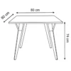 Tavolo da Pranzo Quadrato 80x80 cm Piano Rovere Gambe Nere