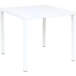 Tavolo Impilabile in Acciaio Bianco da Giardino Quadrato 80x80 cm