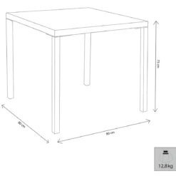 Tavolo Impilabile in Acciaio Taupe da Giardino Quadrato 80x80 cm