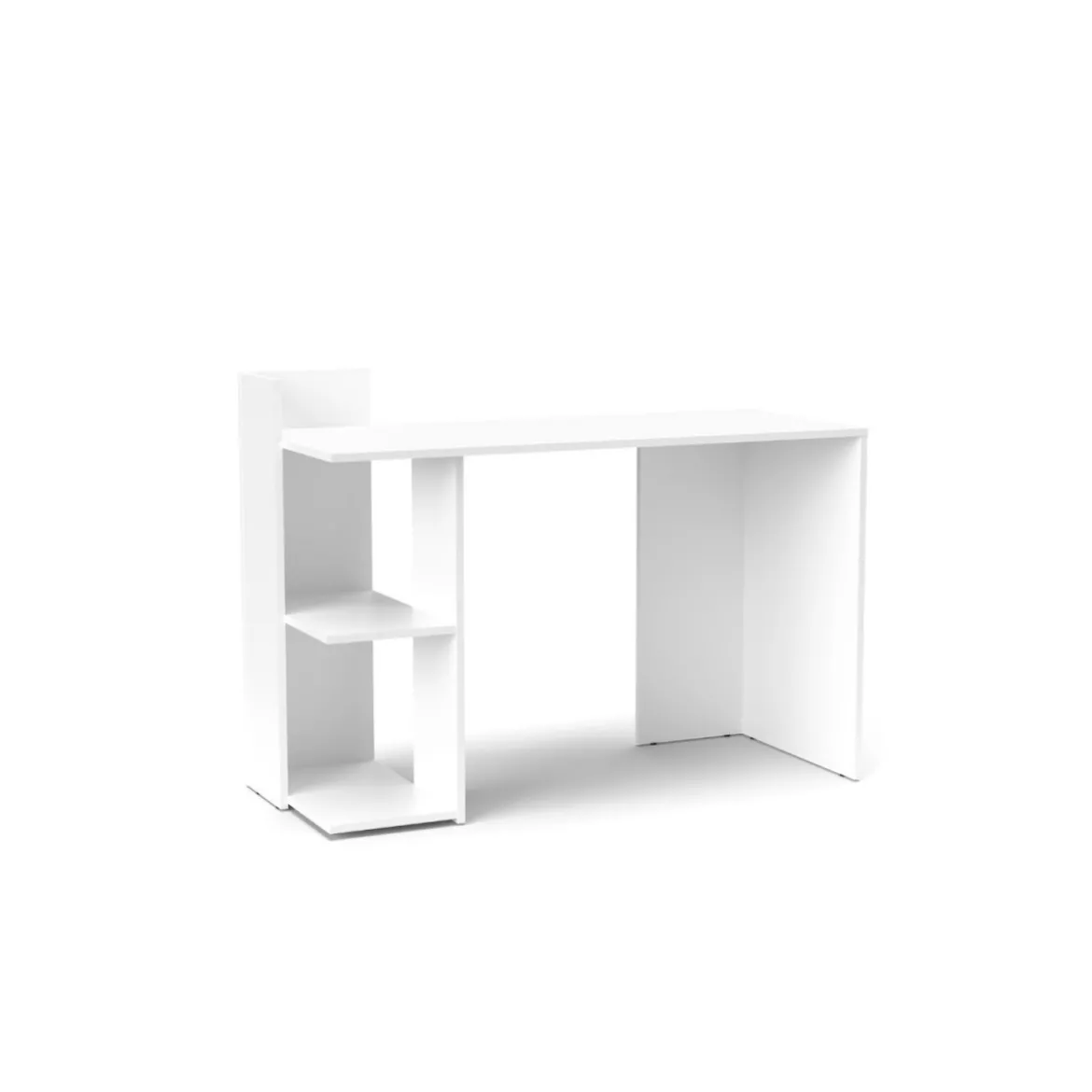 Tavolo Scrivania 120cm con 2 Ripiani Aperti Bianco