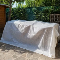 Telo Occhiellato Copertura Impermeabile 5x8 m Lavabile PE Bianco