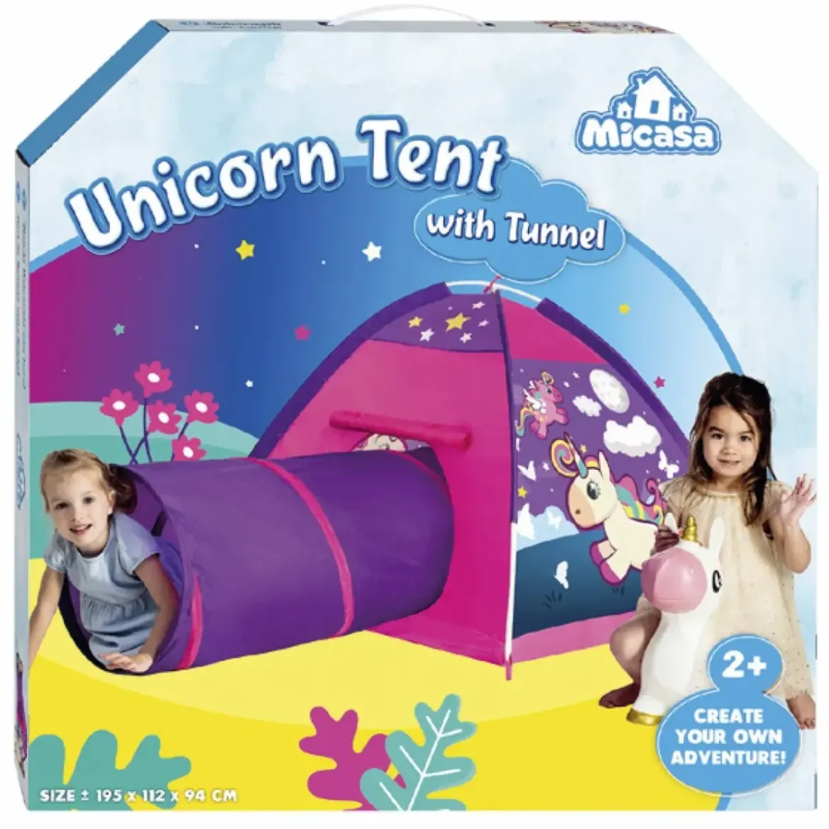 Tenda da Gioco per Bambini Unicorno con Tunnel per Cameretta Pieghevole