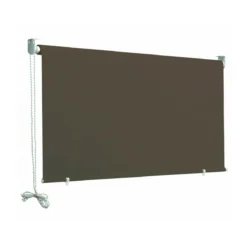Tenda da Sole a Caduta Marrone 150x250 Attacco Soffitto Balcone Rullo Alluminio