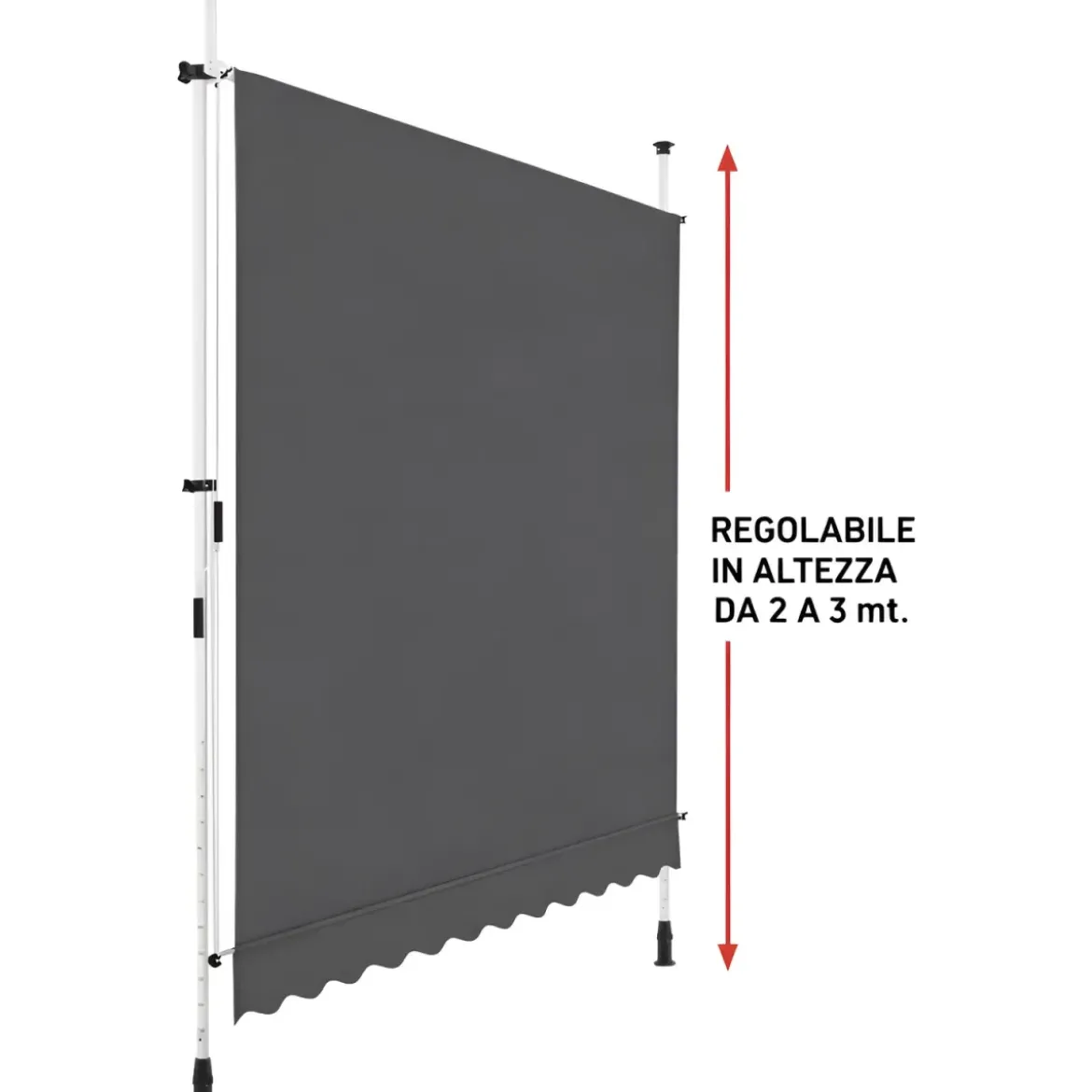 Tenda da Sole a Caduta Senza Viti 300x130 Altezza Regolabile Antracite