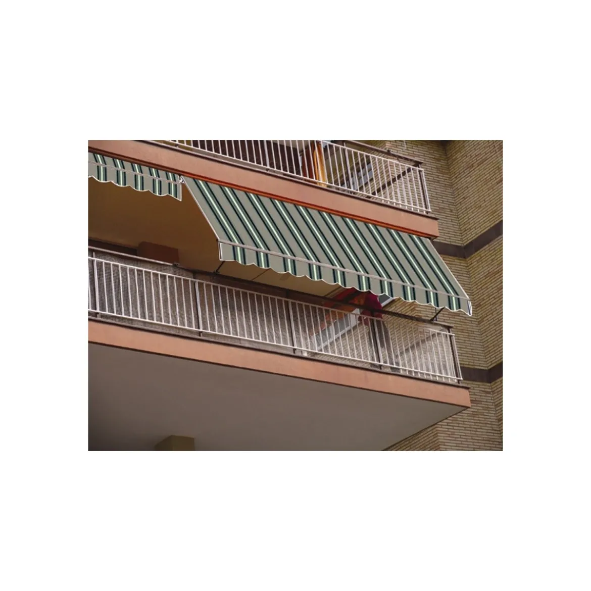 Tenda da Sole a Caduta Verde 200x250 con Bracci Balcone Rullo Soffitto Parasole
