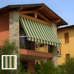 Tenda da Sole a Caduta 250x250 cm Rigato Verde Bianco Senza Cassone