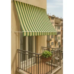 Tenda da Sole a Caduta 100x250 cm Verde Bianco Rigato Senza Cassone