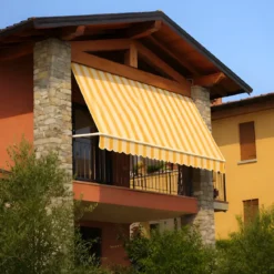 Tenda da Sole a Caduta 400x300 Riga Giallo Bianco Bracci Senza Cassone