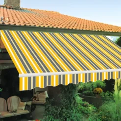 Tenda da Sole Avvolgibile 395x250 cm Bracci Retrattili Giallo Grigio