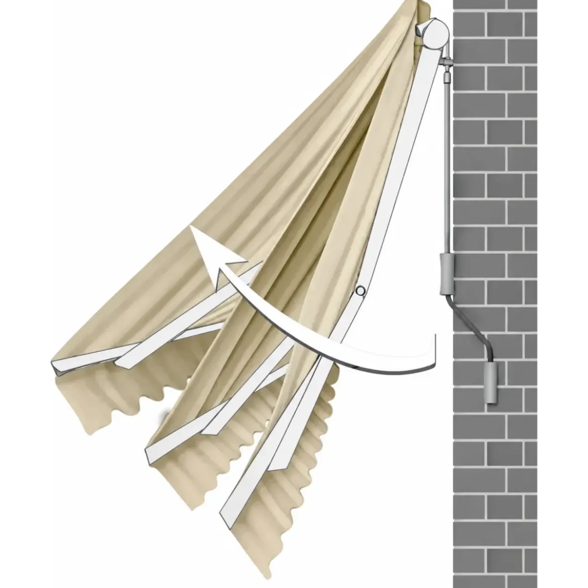 Tenda da Sole Barra Quadra 400x300 cm Beige Braccio a Catena