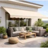 Tenda da Sole Beige 300x200 a Barra Quadra Avvolgibile Bracci Retrattili