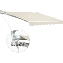 Tenda da Sole Beige 300x200 a Barra Quadra Avvolgibile Bracci Retrattili