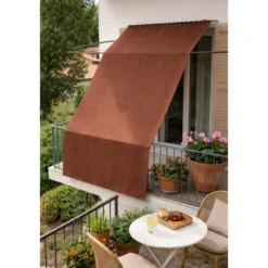 Tenda da Sole Cotone 140x250 Marrone Lavabile Anelli Ganci Sacchetto