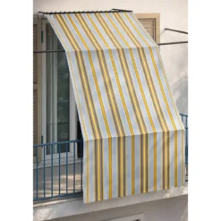 Tenda da Sole Cotone 140x300 Multiriga Giallo Lavabile Anelli Ganci