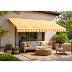 Tenda da Sole Riga Gialla 400x250 Bracci Retrattili a Barra Quadra
