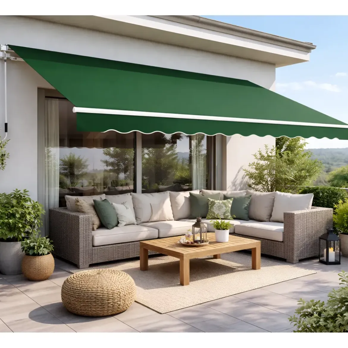 Tenda da Sole Verde 300x200 Barra Quadra Inclinazione Regolabile