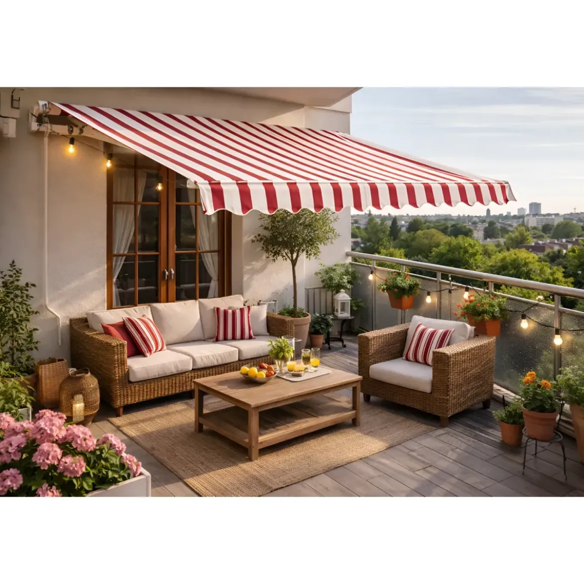 Tenda da Sole 400x300 a Barra Quadra 4x3 Riga Rossa Eco