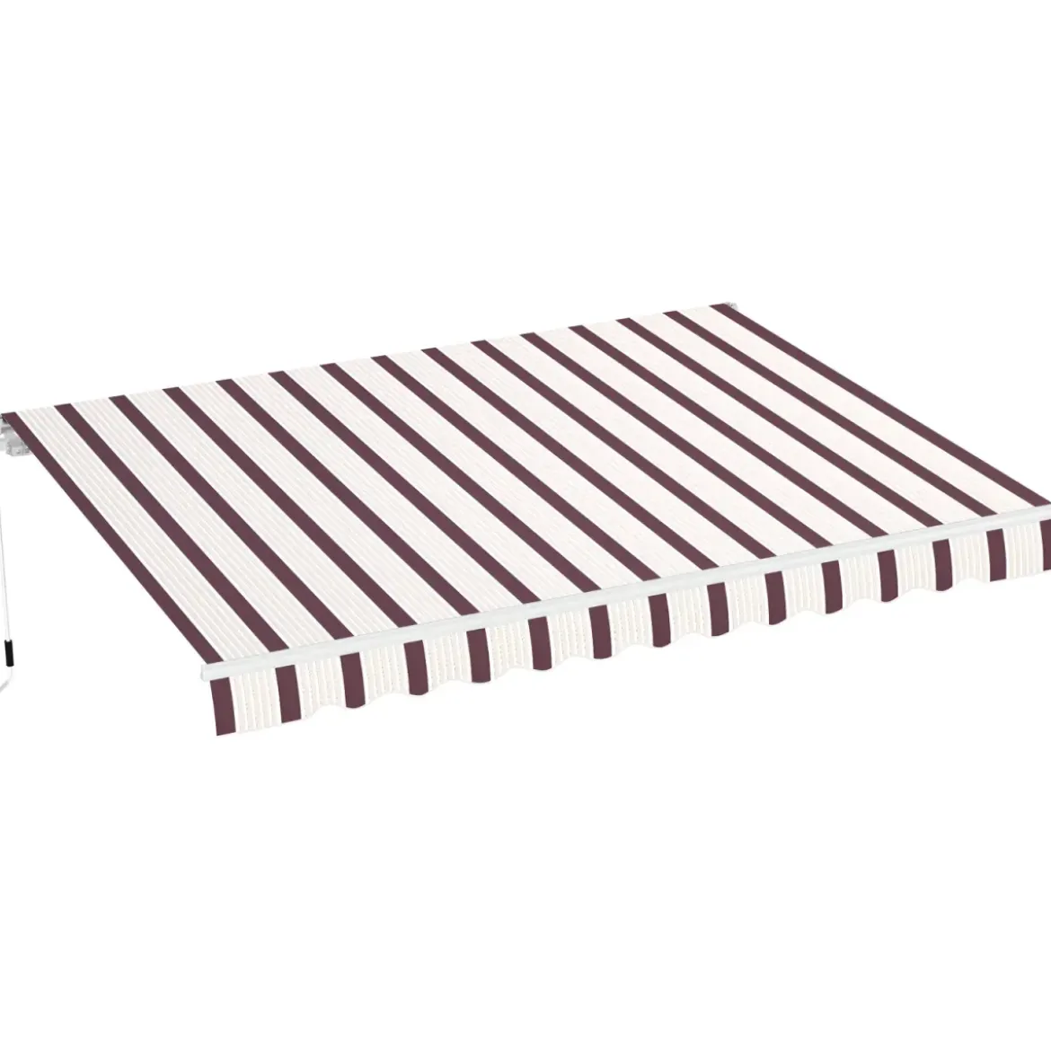 Tenda da Sole 400x250 Rigata Bordeaux Crema Barra Quadra Avvolgibile