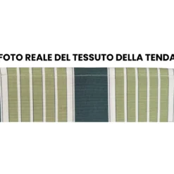 Tenda da Sole 200x150 Rigata Verde Bianco Barra Quadra Avvolgibile