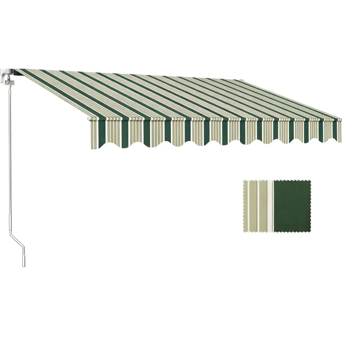 Tenda da Sole 400x300 Rigata Verde Bianco Barra Quadra Avvolgibile