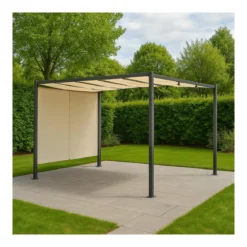 Tettoia Pergola in Acciaio 300x300 cm con Telo Scorrevole