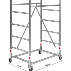 Trabattello Ponteggio Acciaio 160x80 cm Mezzopiano Ruote Lavoro 320 cm