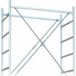 Trabattello Ponteggio Acciaio Piano con Botola Parapetto Ruote 520 cm