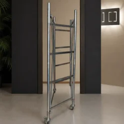 Trabattello Ponteggio Acciaio Altezza 320 cm Mezzopiano Ruote Girevoli