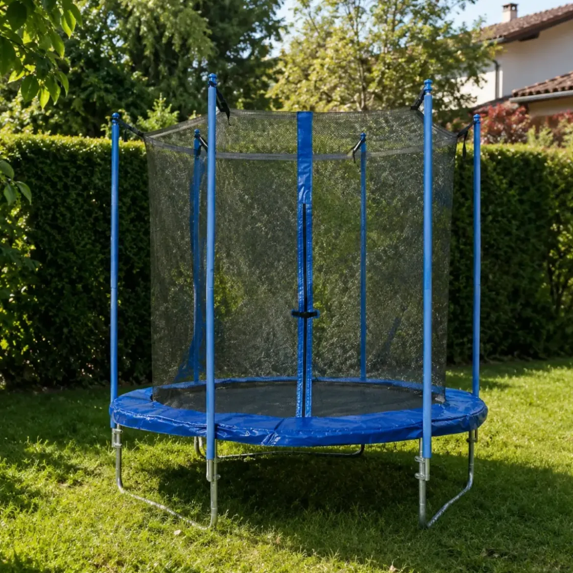 Trampolino Elastico 183 cm per Bambini Rete Sicurezza da Esterno