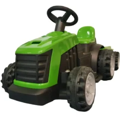 Trattore Elettrico per Bambini 6V Verde con Rimorchio Staccabile