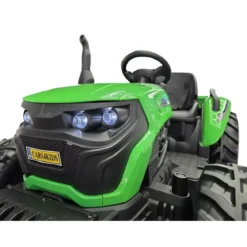 Trattore Elettrico per Bambini 24V con Rimorchio Ribaltabile Verde