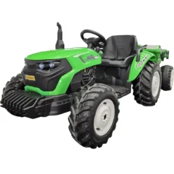 Trattore Elettrico per Bambini 24V con Rimorchio Ribaltabile Verde