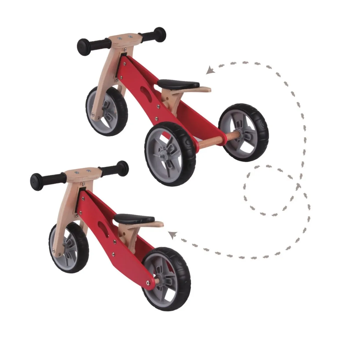 Triciclo Bicicletta da Bambini Legno Verde Pedagogica Senza Pedali a Spinta Bici